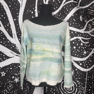 New Anthropologie Troubadour Frosted Horizon Sea Blue Alpaca Wool Sweater S